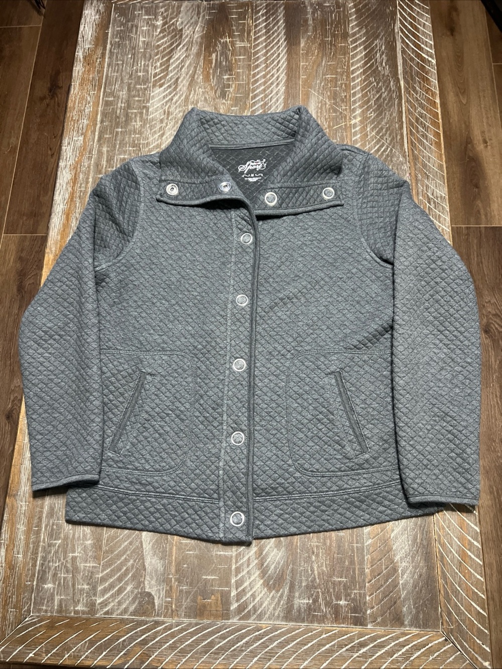 Style & Co. Sport Women’s Quilted Snap Jacket Sz Med. Gray